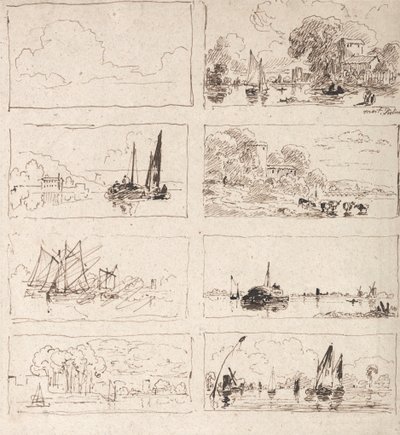 Sheet of Composition Studies of River Scenes by Unbekannt Unbekannt